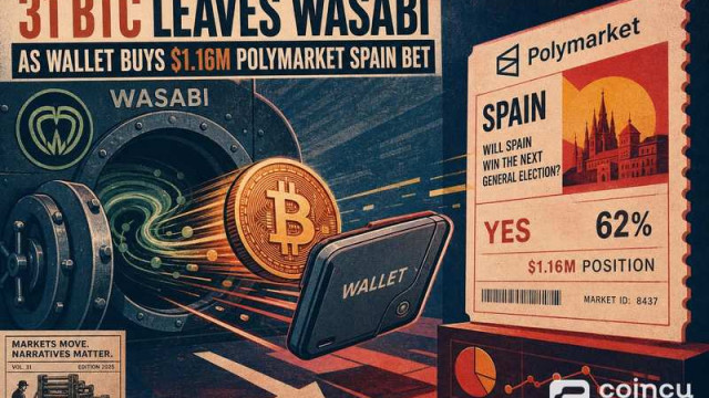 31 BTC Leaves Wasabi as Wallet Buys $1.16M Polymarket Spain Bet