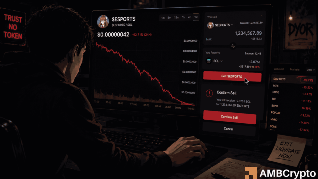 $ESPORTS crashes 92% after on-chain analysts flag massive token movements