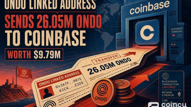 Ondo-Linked Address Sends 26.05M ONDO to Coinbase Worth $9.79M