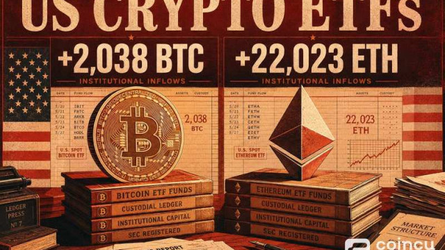 US Bitcoin ETFs Add 2,038 BTC; Ethereum ETFs Add 22,023 ETH