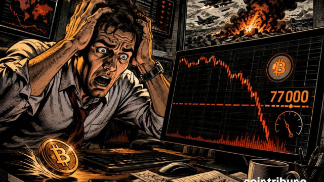 Following US Strikes on Iran, Bitcoin Drops Below $77,000