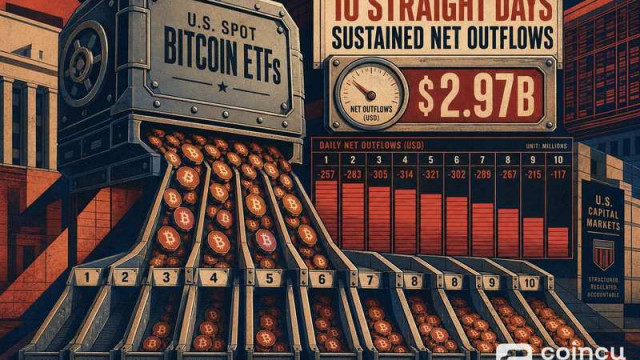 U.S. Spot Bitcoin ETFs See $2.97B in Net Outflows Over 10 Straight Trading Days