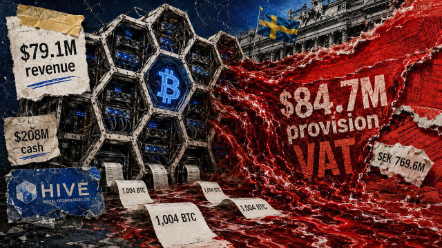 HIVE's $84.7 million Swedish tax provision eclipsed revenue even as Bitcoin output hit a record