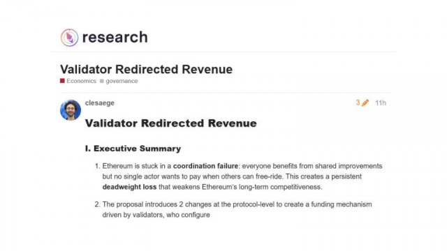 Ethereum Infrastructure Funding: Kleros Founder Proposes Protocol-Level Validator Redirect Rate