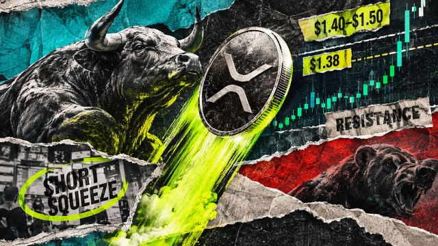 Sudden 22% XRP rally triggers forced short-buying across the market, driving XRP straight toward a make-or-break $1.50 resistance test
