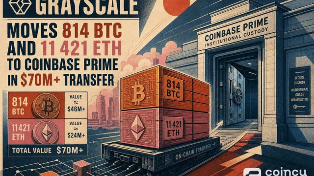 Grayscale Moves 814 BTC and 11,421 ETH to Coinbase Prime in $70M+ Transfer