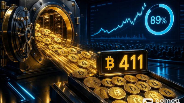 Strategy Withdraws 411 BTC as Polymarket Sale Odds Stay at 89%
