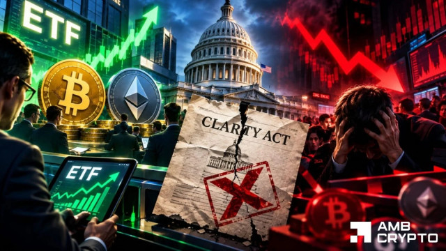 Bitcoin ETFs lose $450M after CLARITY Act defeat while whales buy $238M