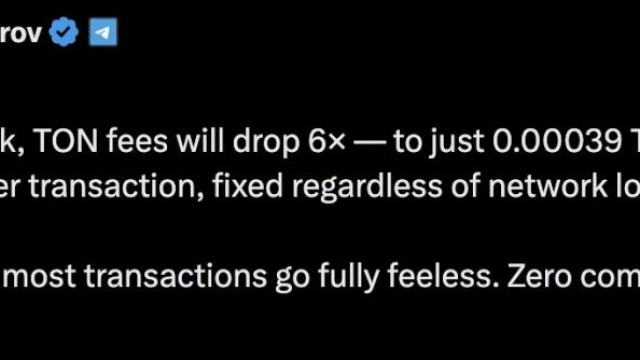TON Blockchain News: Durov Confirms 6x Fee Cut With Completely Feeless Transactions Next